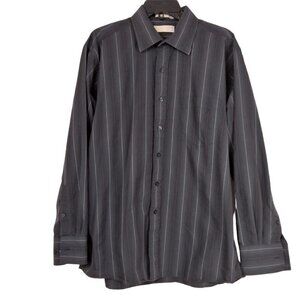 Michael Kors | Charcoal Gray Pin Stripe Button Down Shirt | Size XL